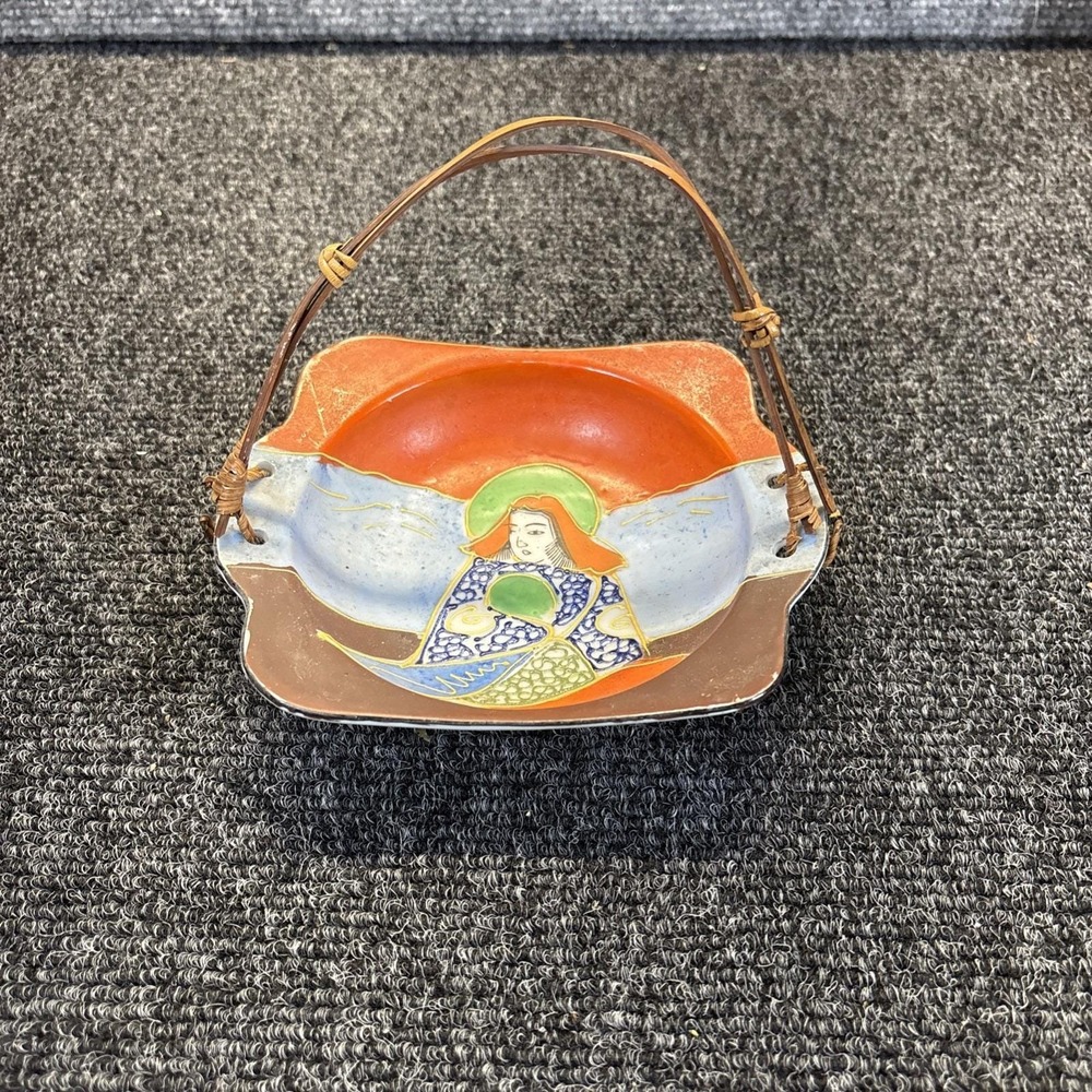 Vtg~Japanese~Porcelain Satsuma Enamel Dish/Plate/Vanity Tray/Trinket Dish